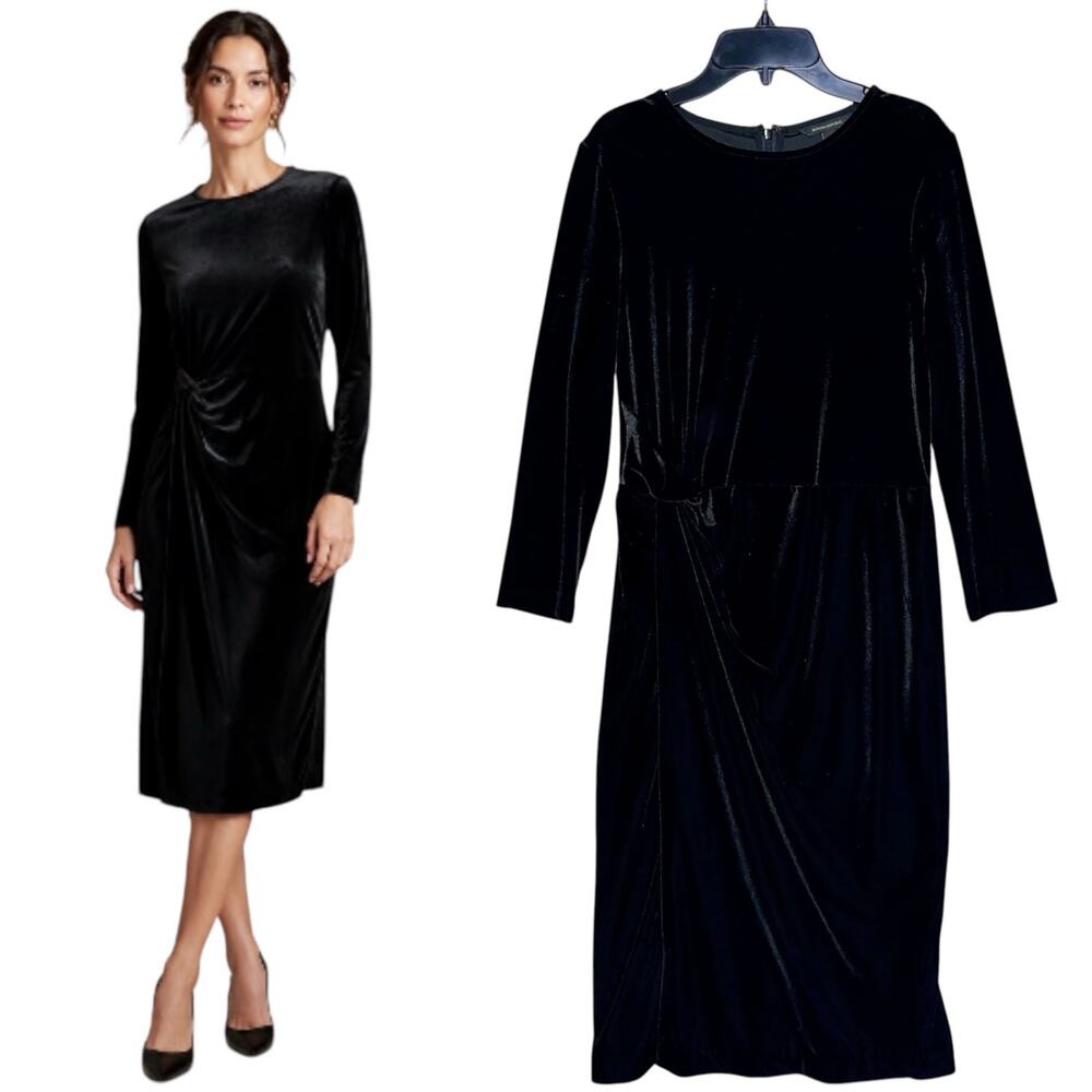 Banana Republic Velvet Black Midi Dress